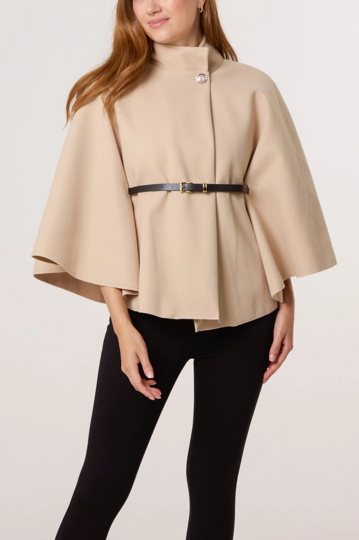 Lyana - Cape Coat with Belt for Autumn