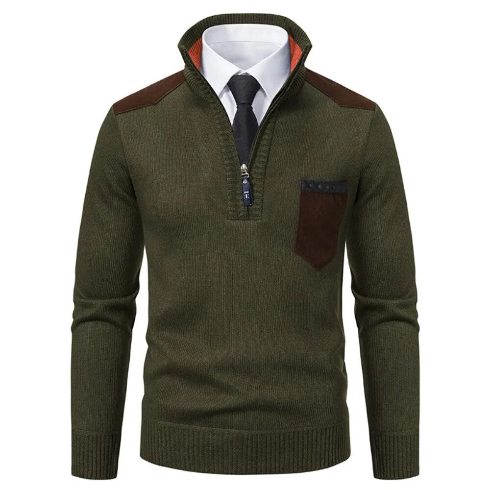 Carmine - Retro Jumper with Zip and High Neck