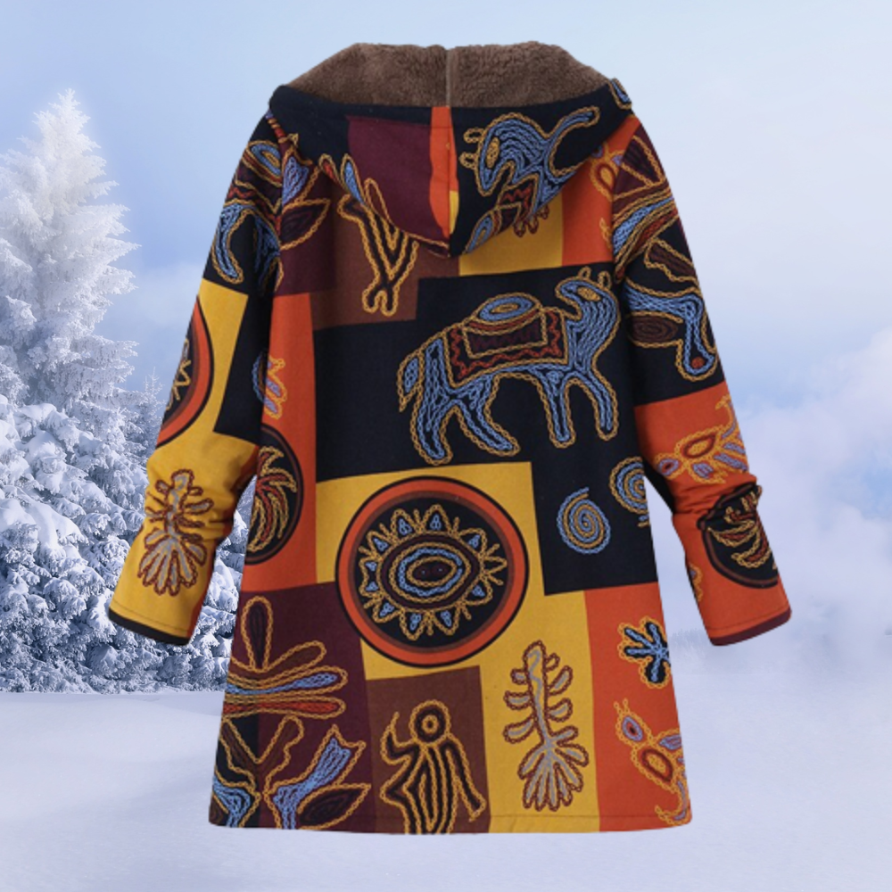 Nasya™ - Floral Coat with Hoodie and Fleece Lining