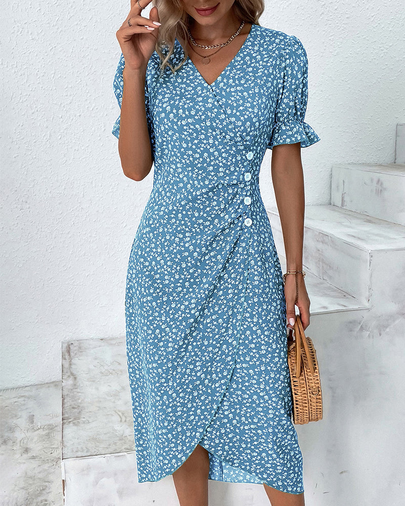Daysi - Floral Print V-Neck Dress