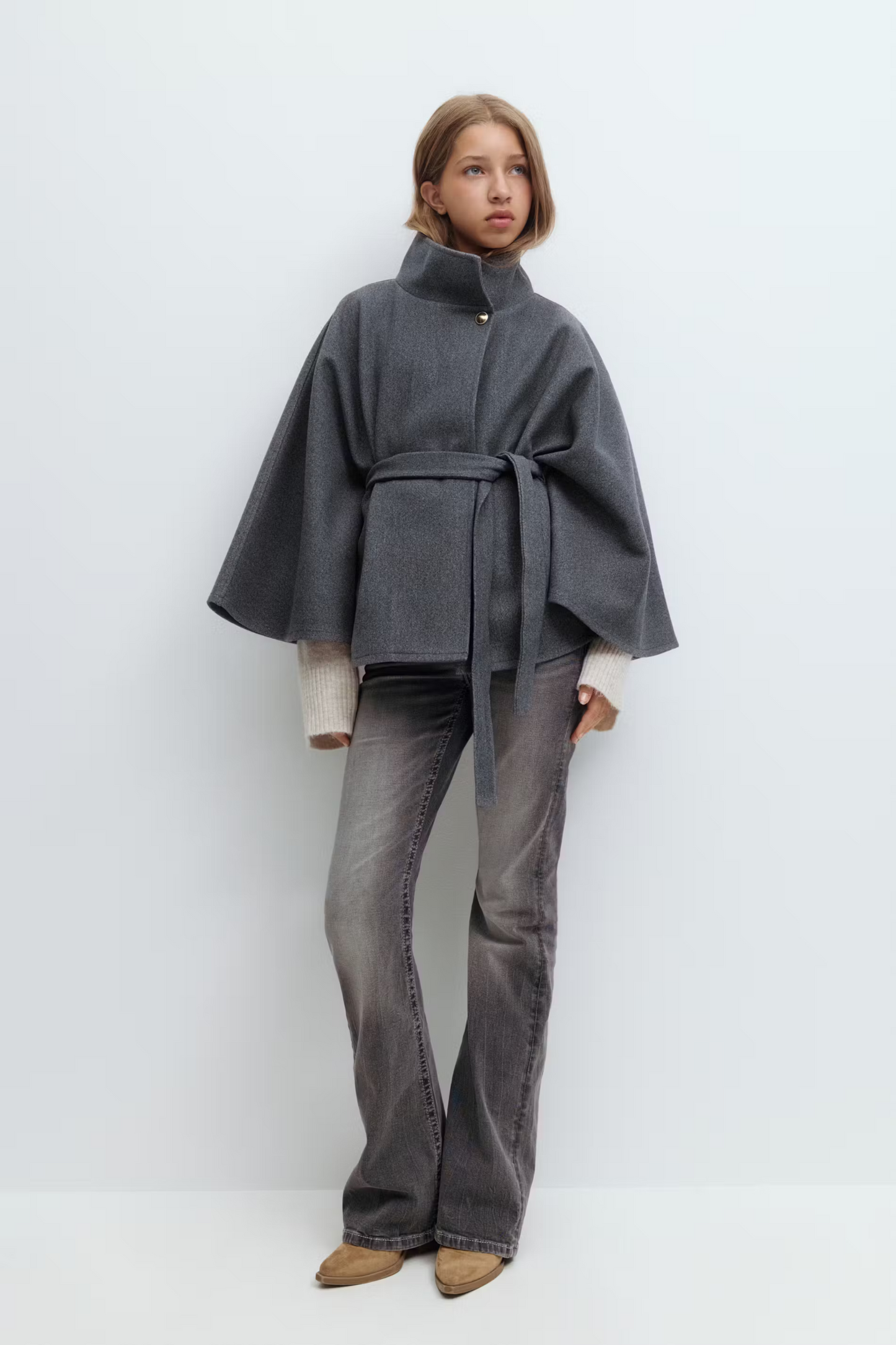 Cassie - Belted Cape Coat