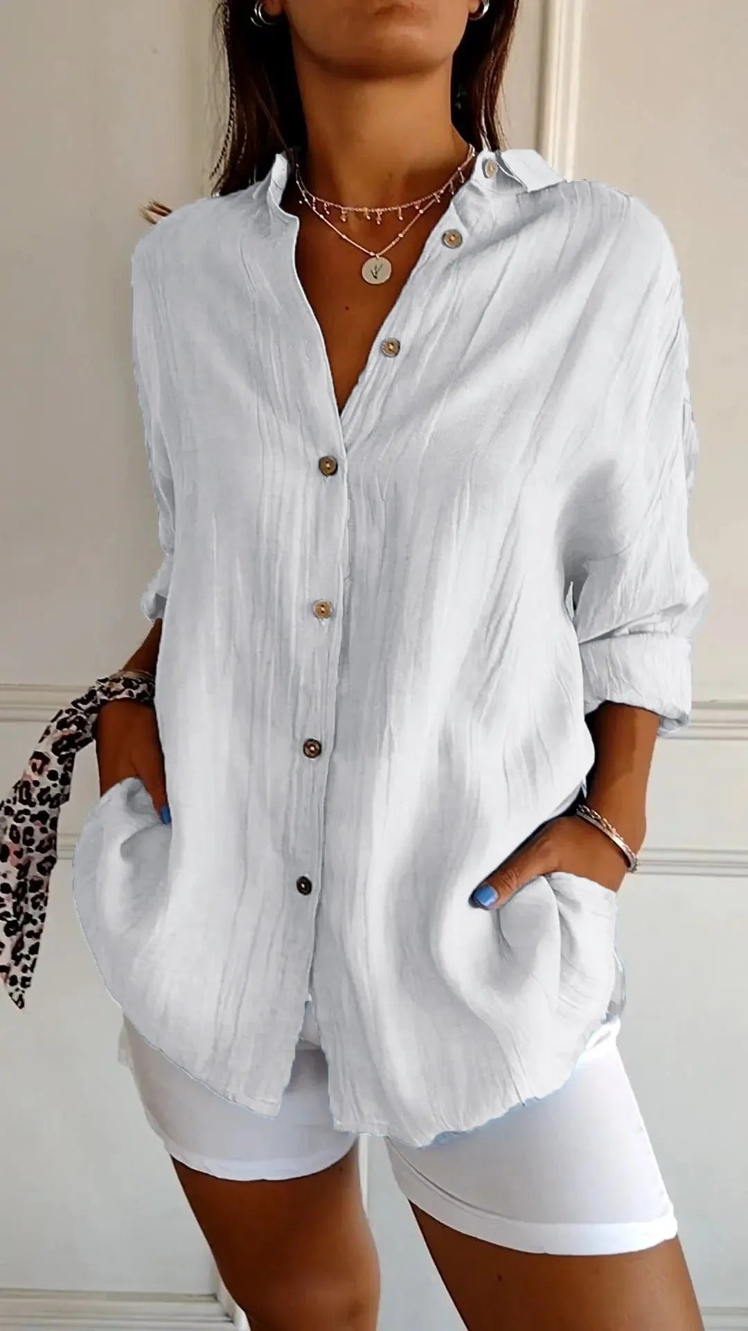 Eyén™ - Pleated Button-Up Shirt