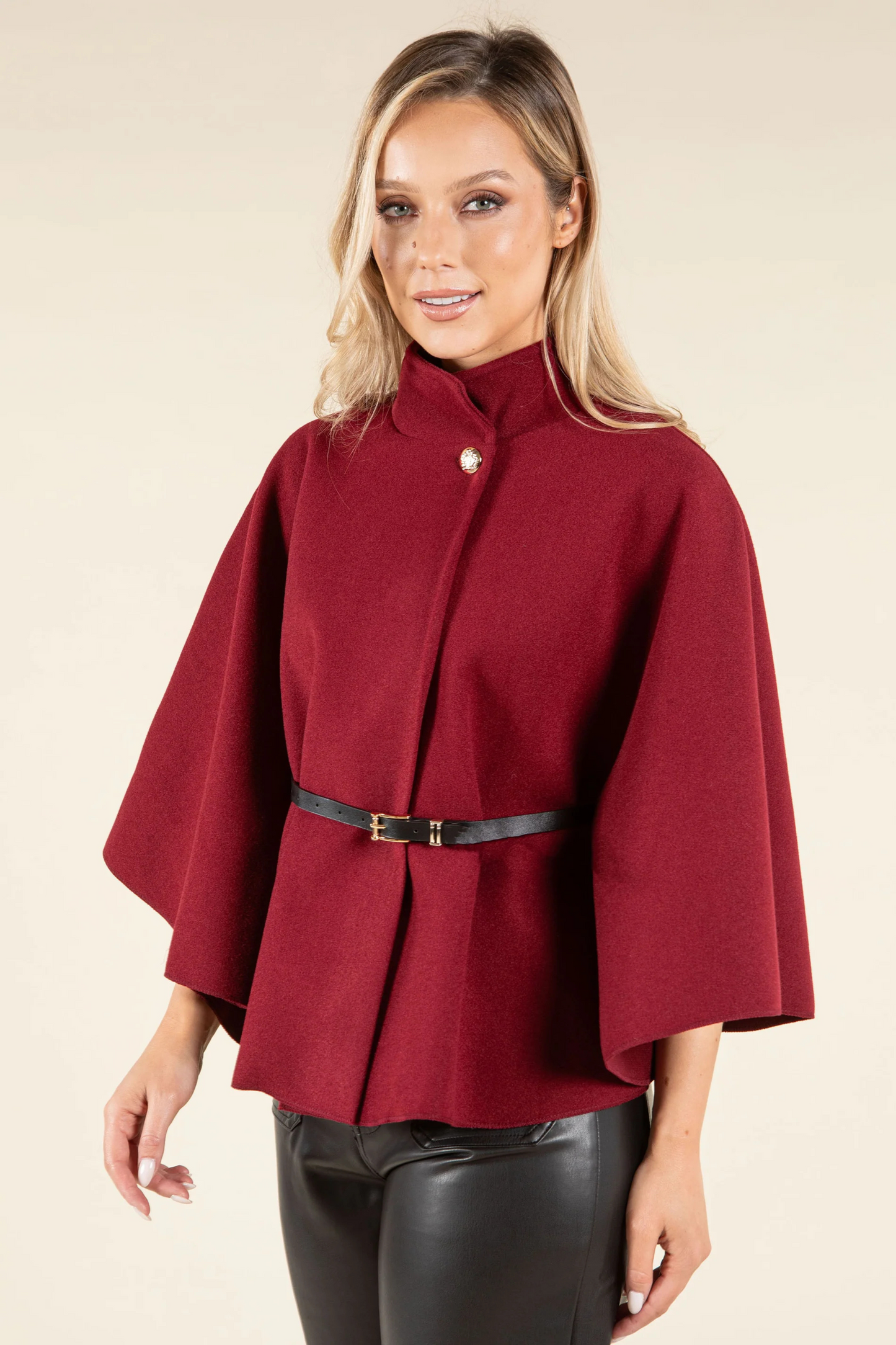 Lyana - Cape Coat with Belt for Autumn