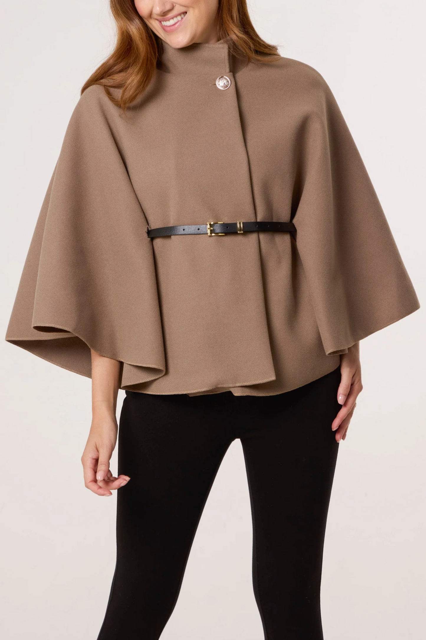 Lyana - Cape Coat with Belt for Autumn