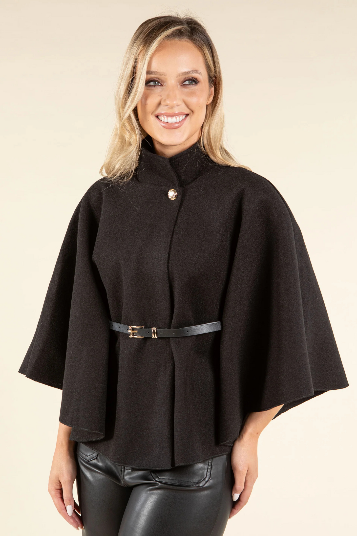 Lyana - Cape Coat with Belt for Autumn