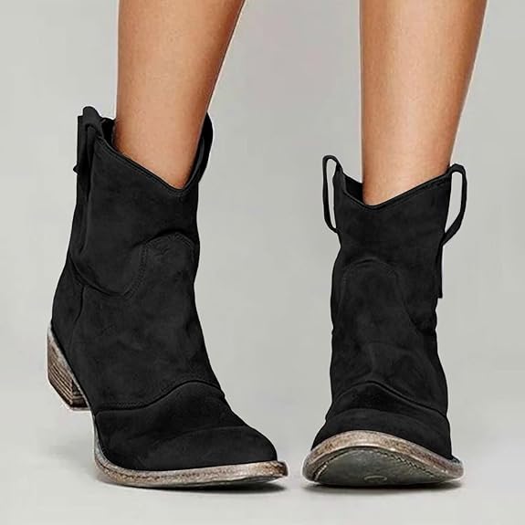 Violet - Cowboy-Style Ankle Boots