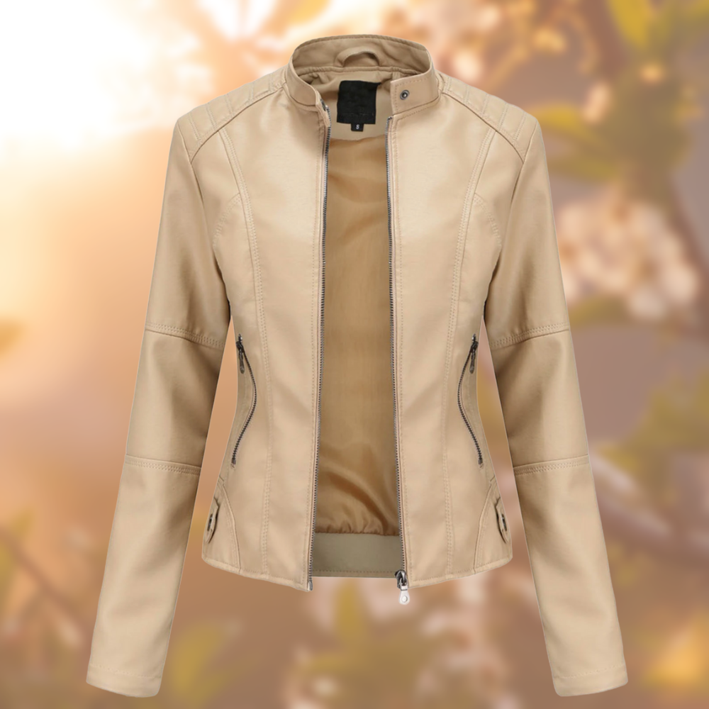 Cara - Biker-Style Leather Jacket for Women