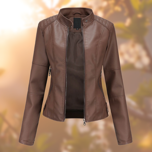 Cara - Biker-Style Leather Jacket for Women