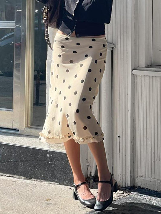 Kyomi - Midi Skirt with Polka Dot Print