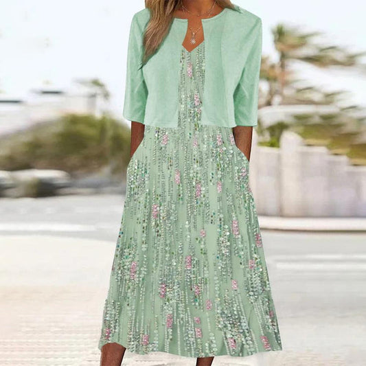 Almuth - Floral Midi Dress and Blazer Set
