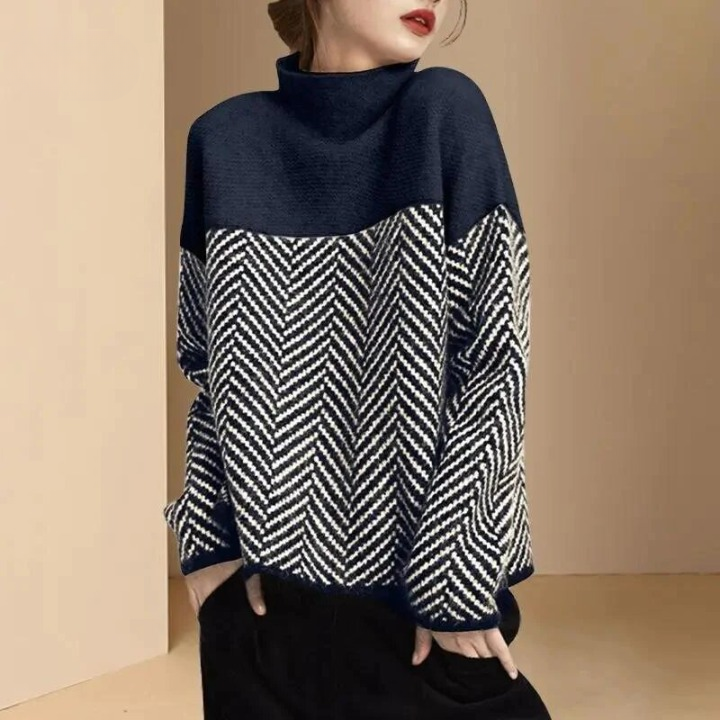 Alicia - Cotton jumper with high collar