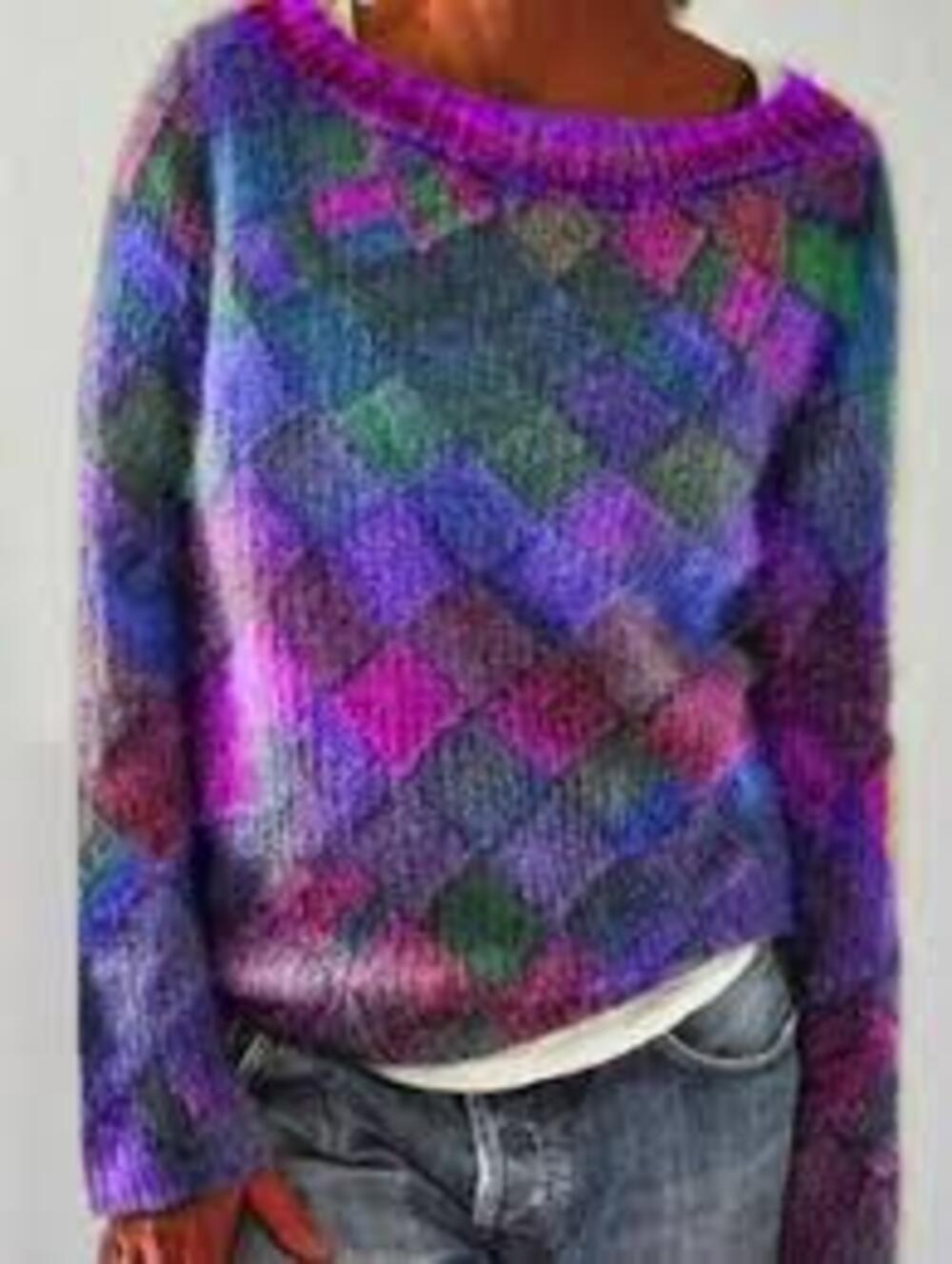Azalea - Oversized Argyle Sweater