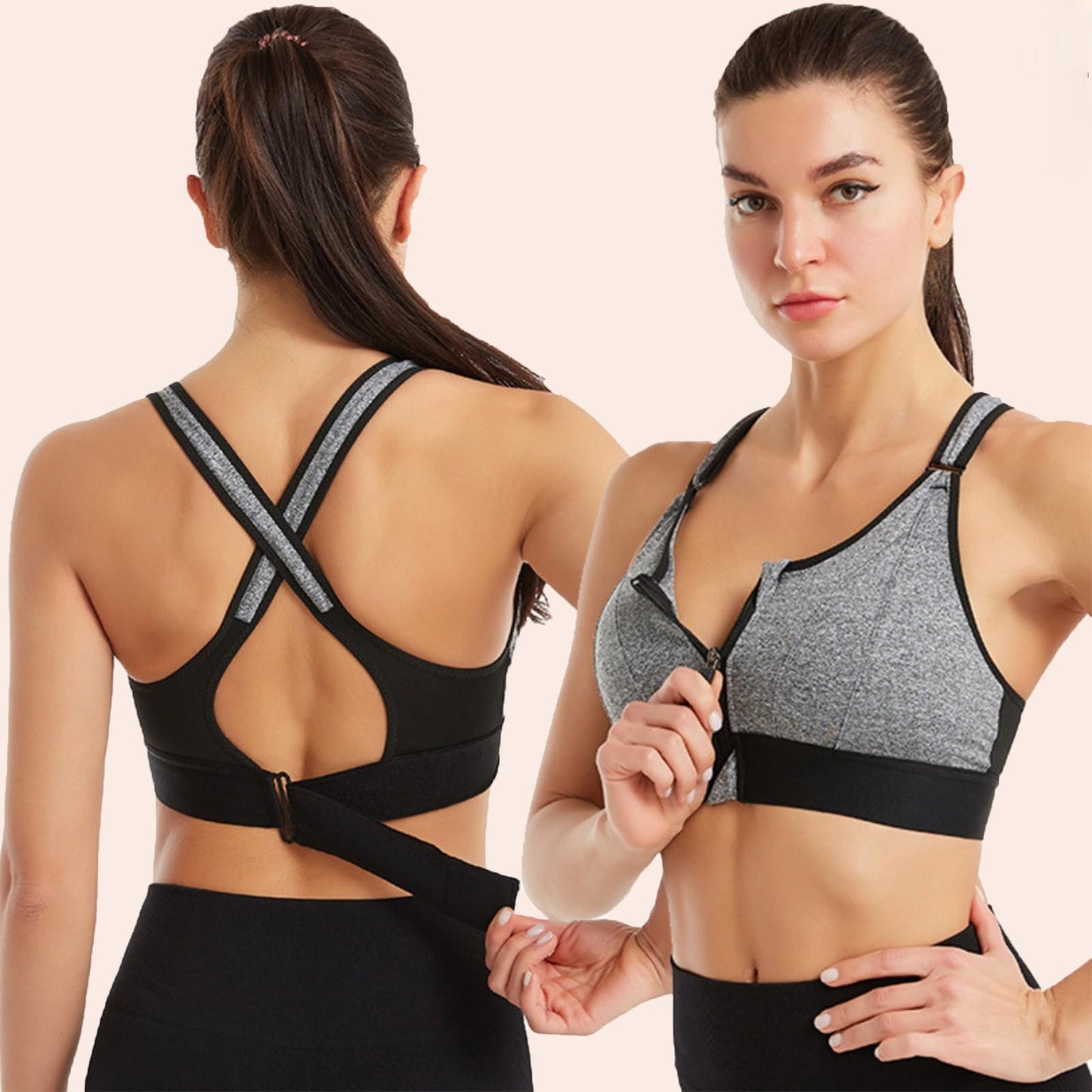 Ebba - Front-Zip Sports Bra