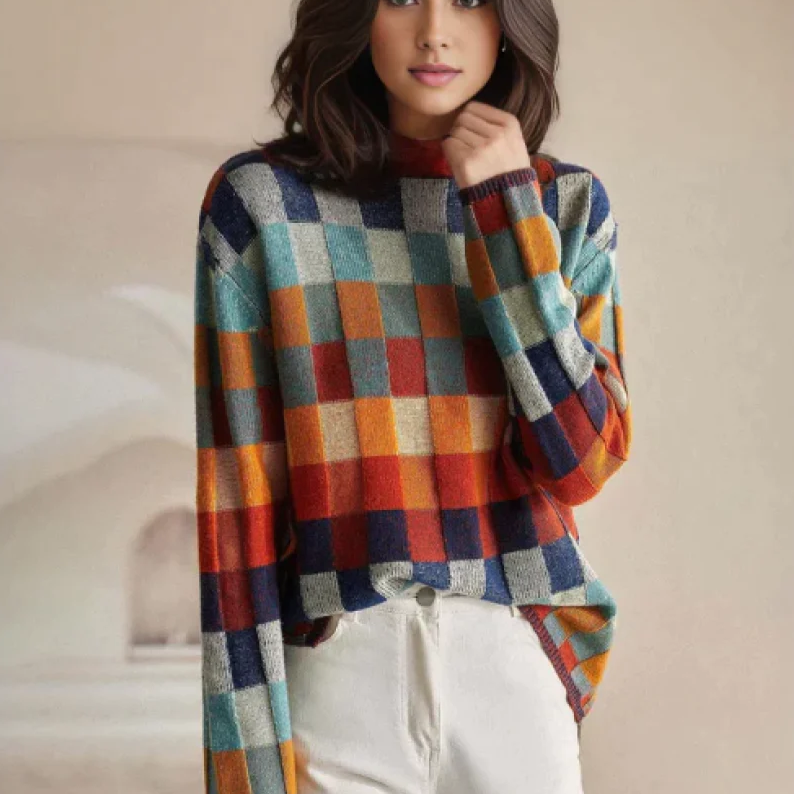 Pamela - Mosaic turtleneck pullover
