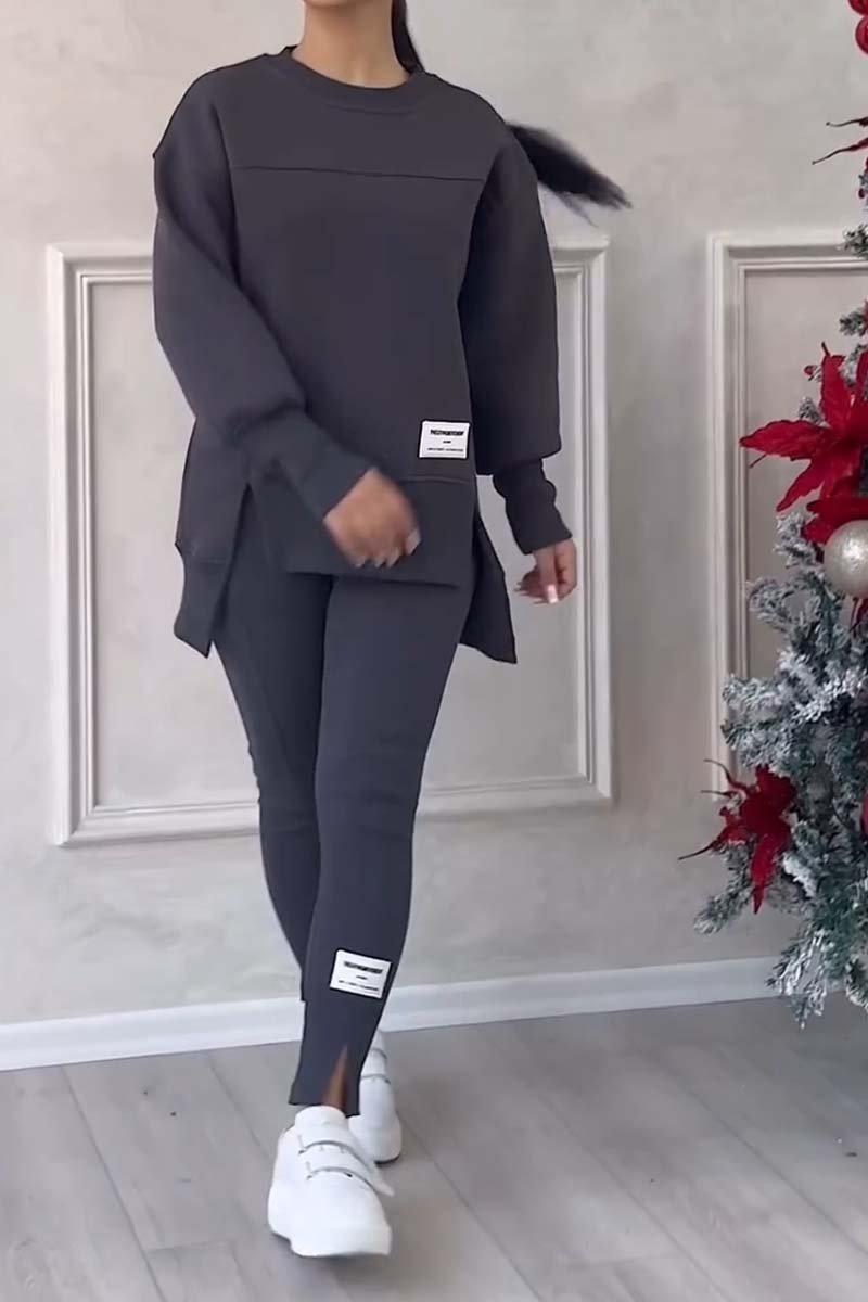Jessica - Sweatshirt and leggings set with slit at the hem