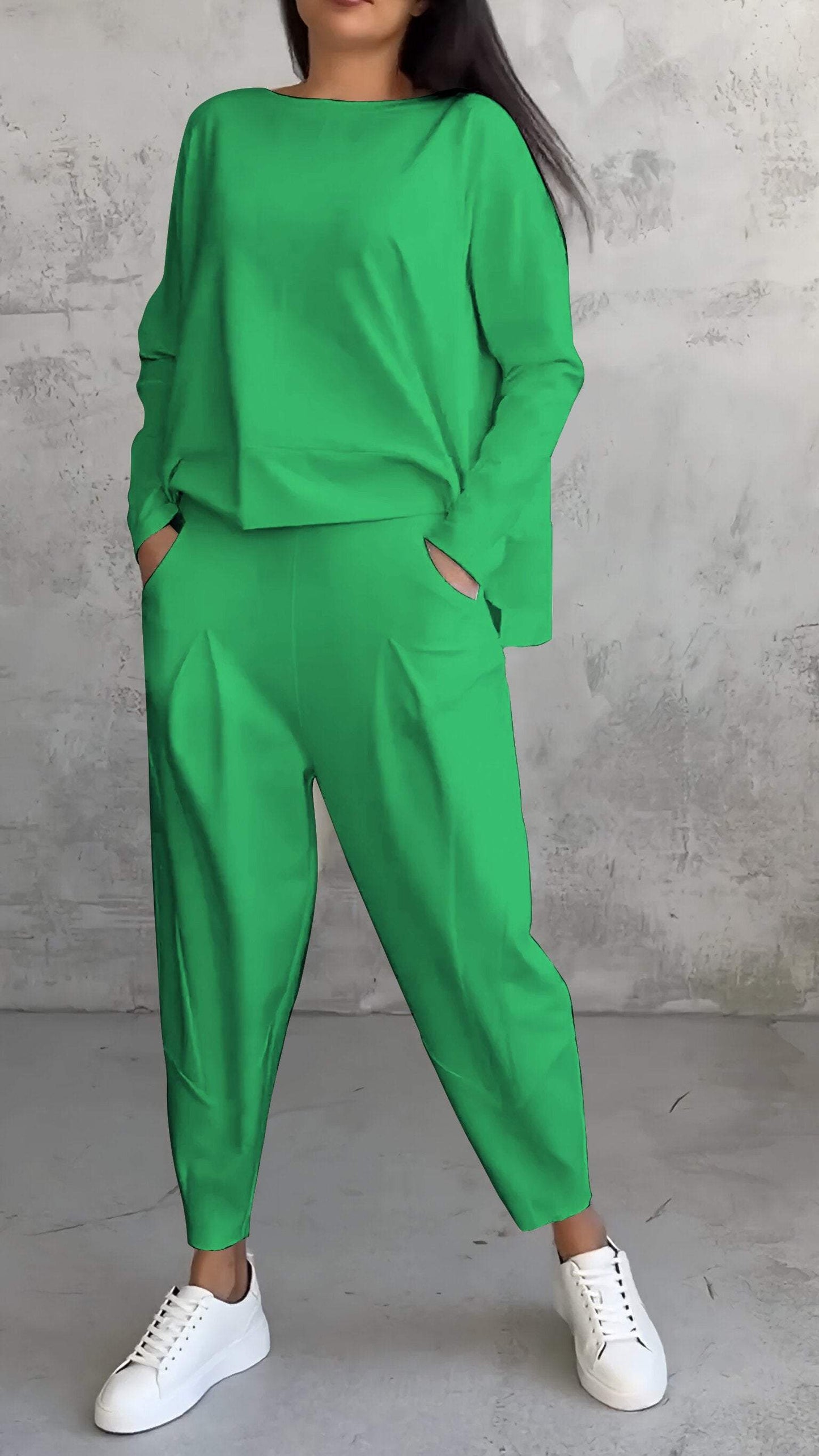 Annie - Casual Round Neck Long Sleeve Two Piece Suit