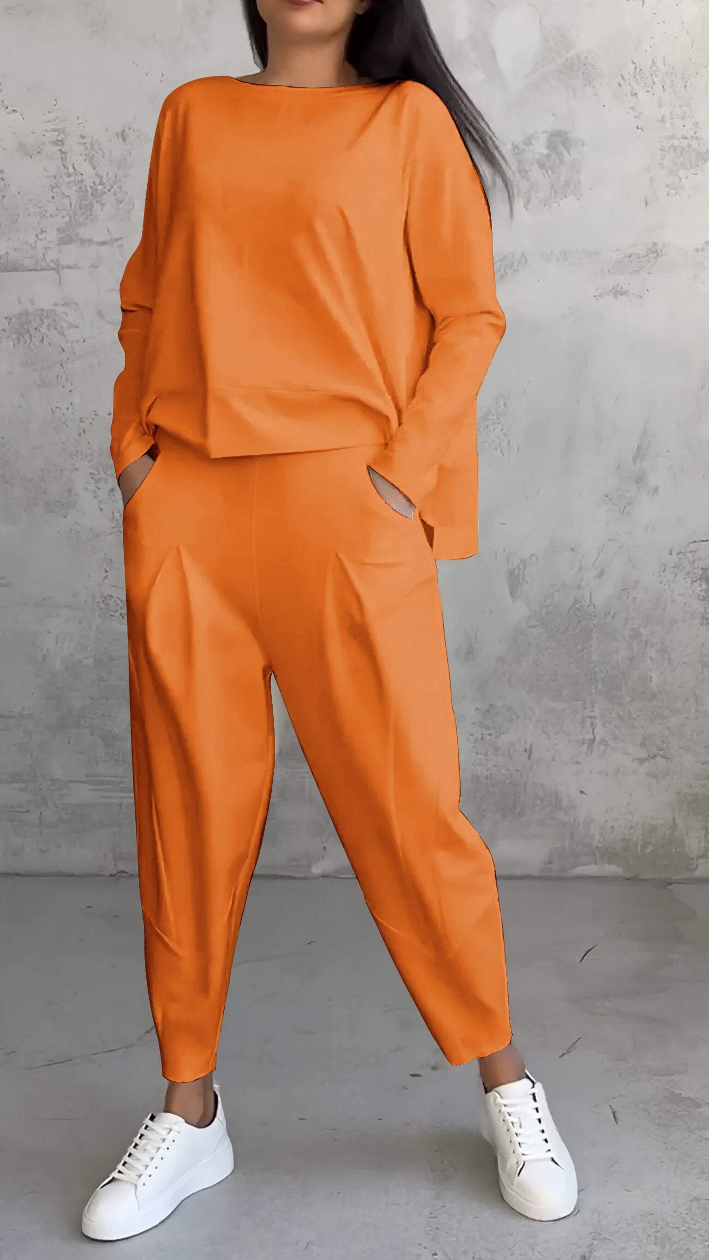 Annie - Casual Round Neck Long Sleeve Two Piece Suit