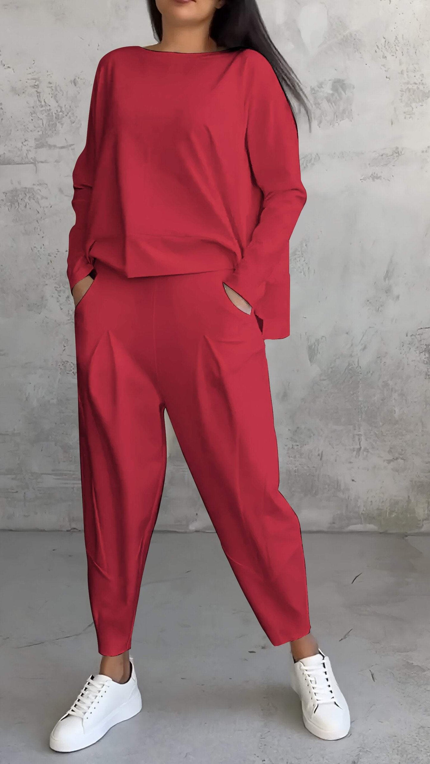 Annie - Casual Round Neck Long Sleeve Two Piece Suit
