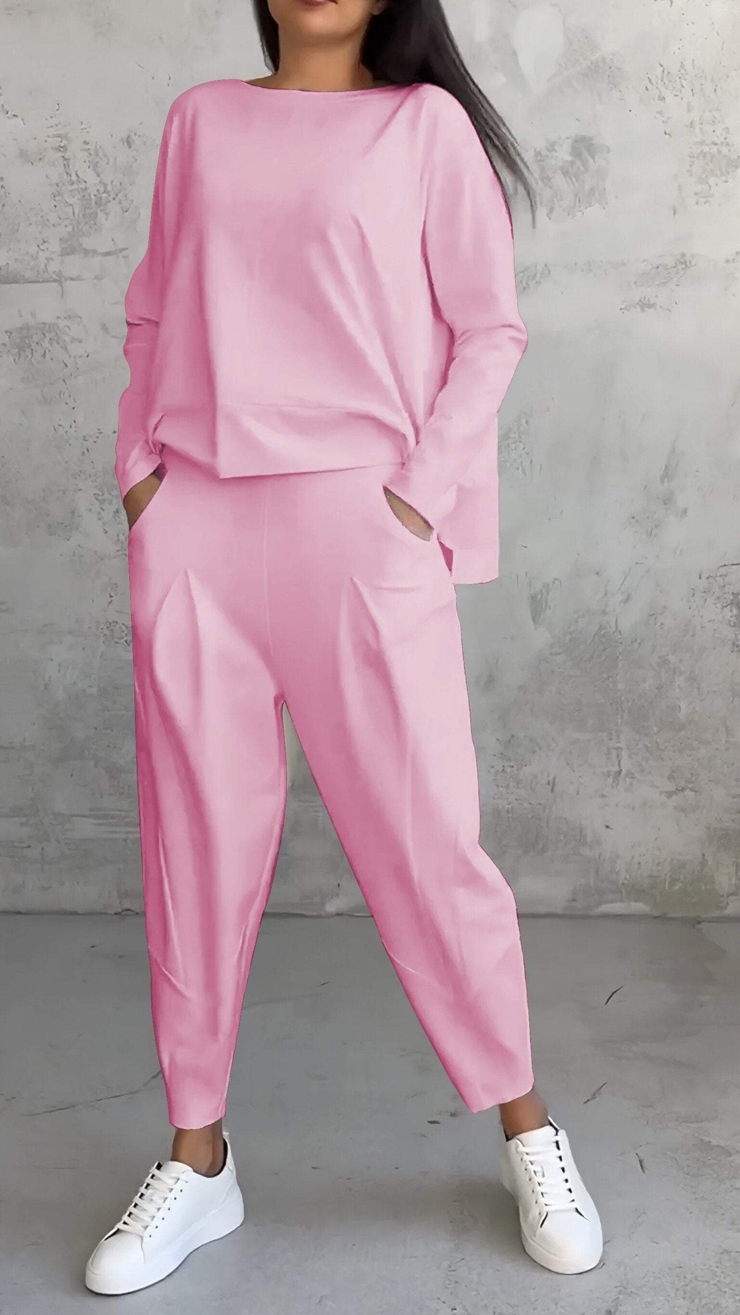 Annie - Casual Round Neck Long Sleeve Two Piece Suit