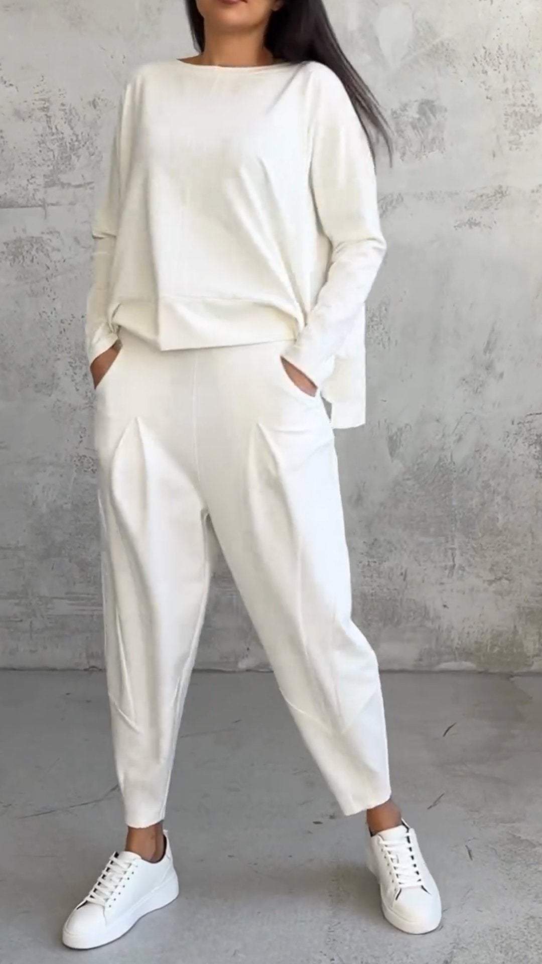 Annie - Casual Round Neck Long Sleeve Two Piece Suit