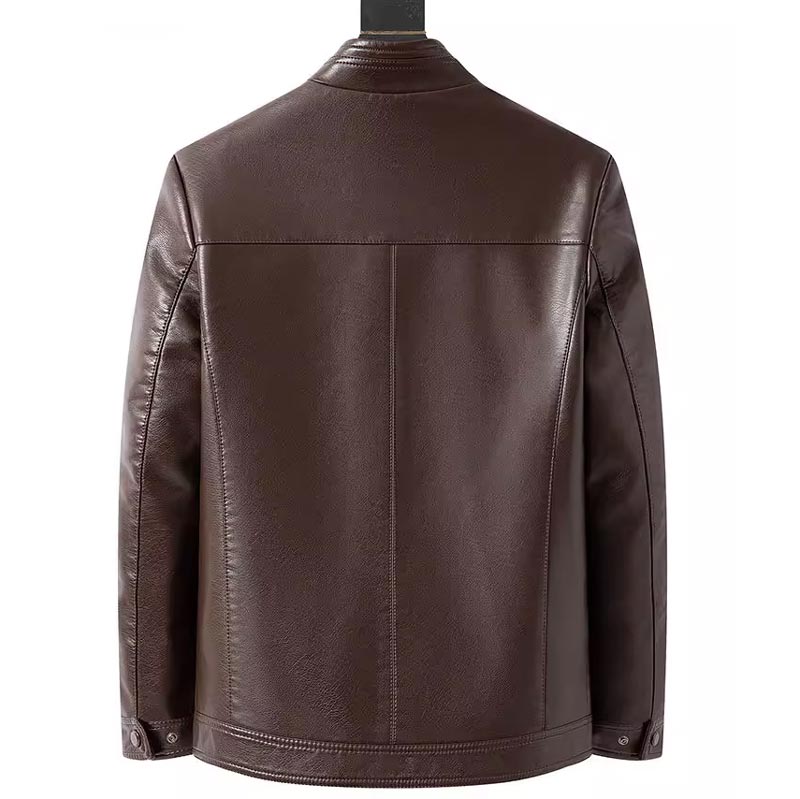 Eduardo - Men's leather jacket with warm fleece lining