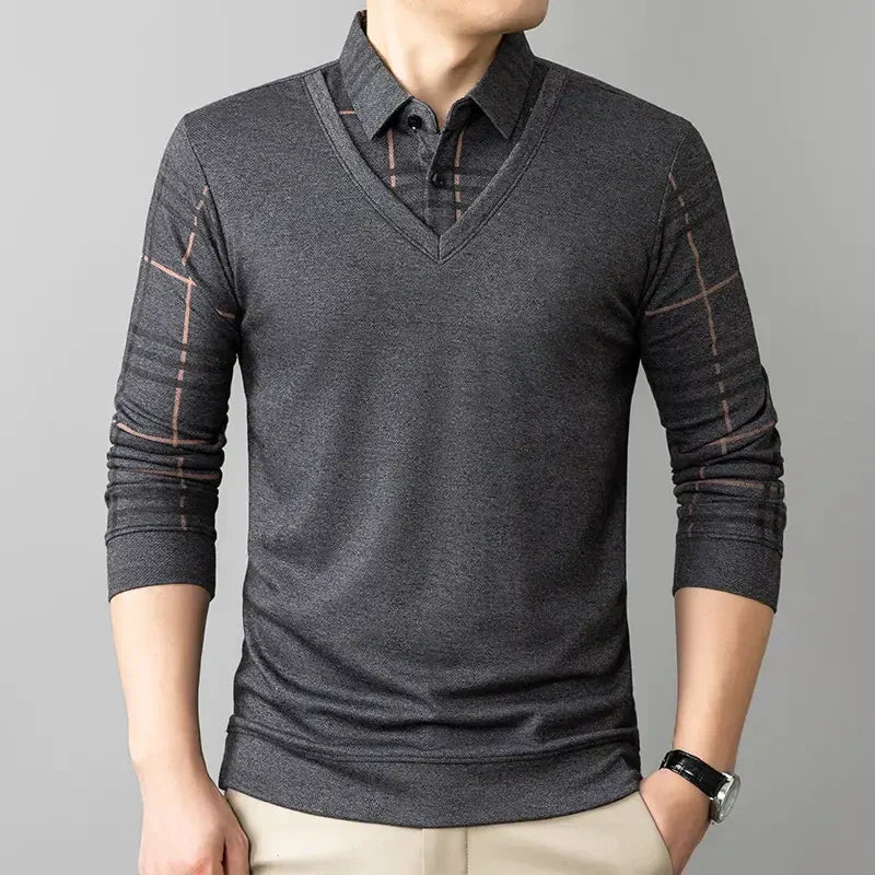 Louis - Men's Faux Lapel T-Shirt