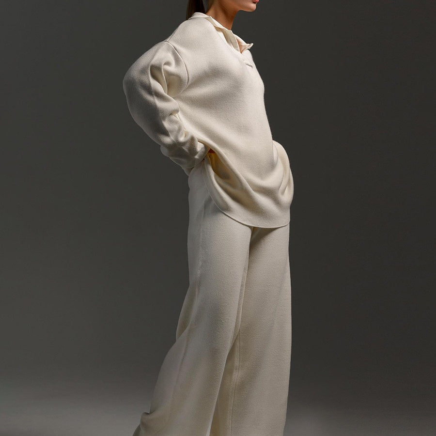 Avril - 2-Piece Set: Knitted Top and Wide-Leg Trousers
