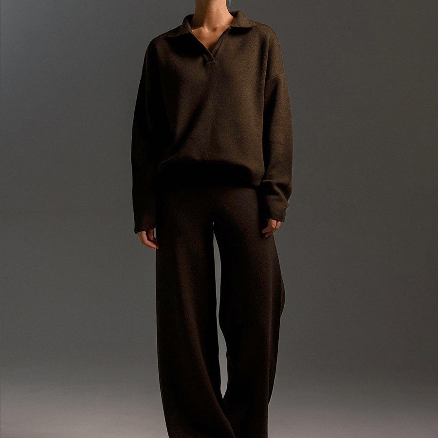 Avril - 2-Piece Set: Knitted Top and Wide-Leg Trousers