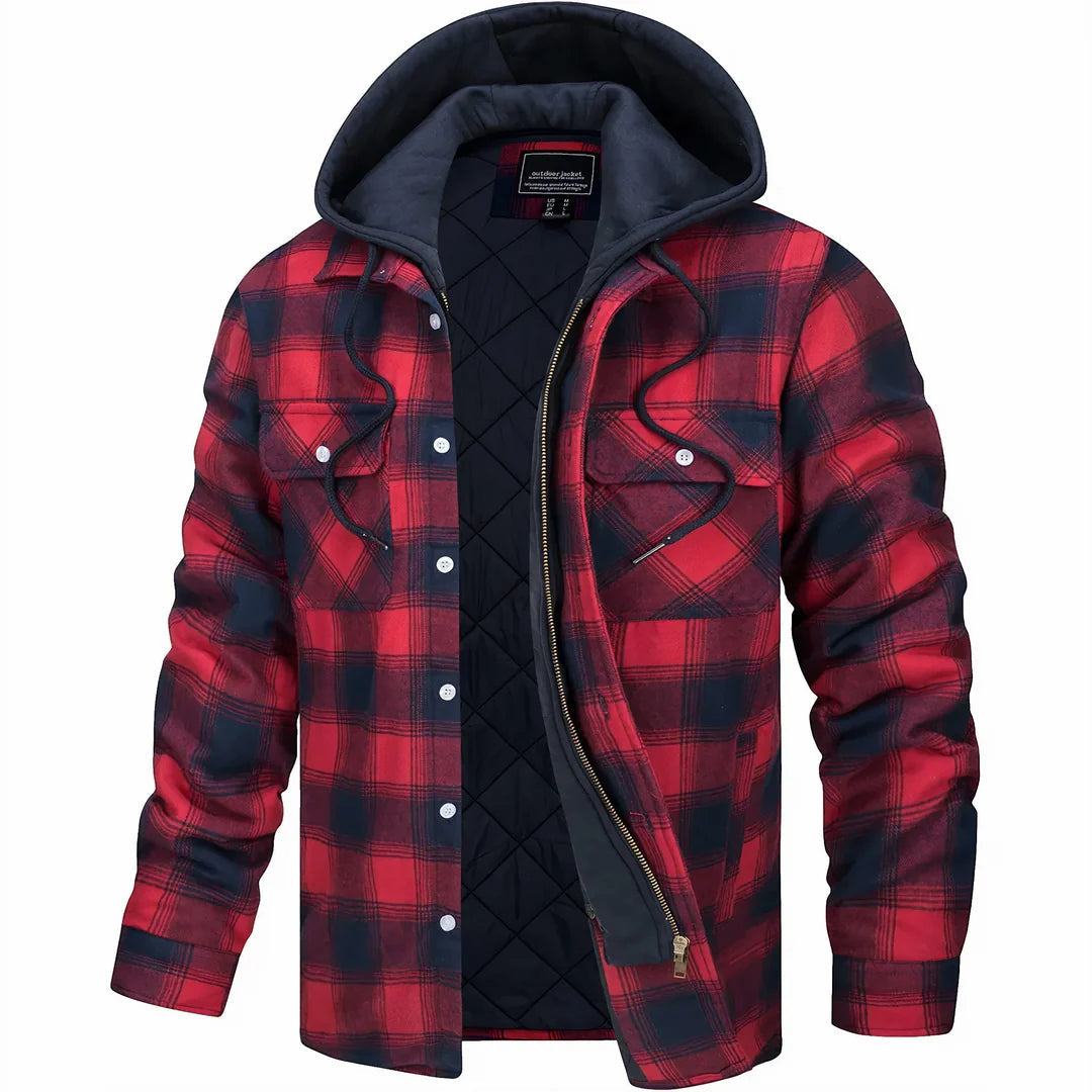 Julian - Checked Hooded Zip-Up Jacket